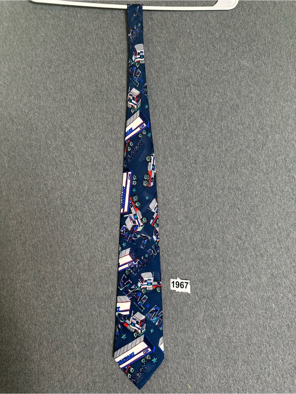 Novelty Walmart Print Neck Tie in Navy Blue